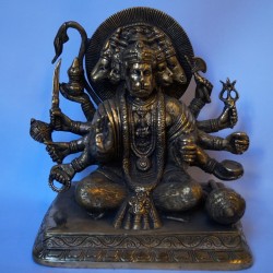 Dhyana Panchamukha Hanuman antique finished brass idol