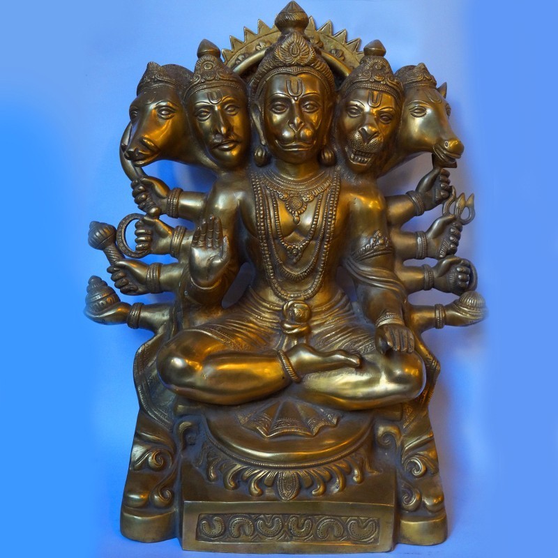 Powerful Panchmukhi Hanuman brass statue