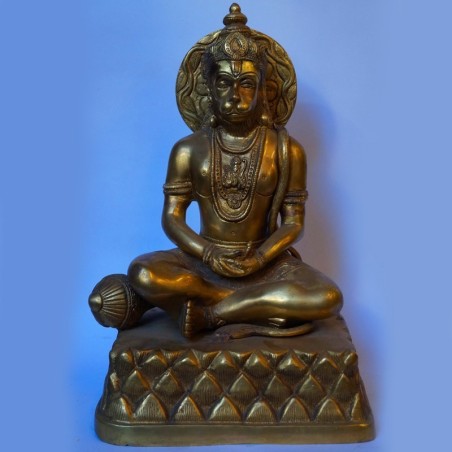 Lord Hanuman meditating brass idol