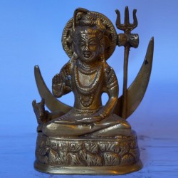 Shiva with half moon brass statue