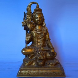 Lord shiva meditating brass idol