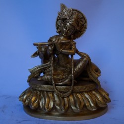 Lord Krishna playing flute brass idol