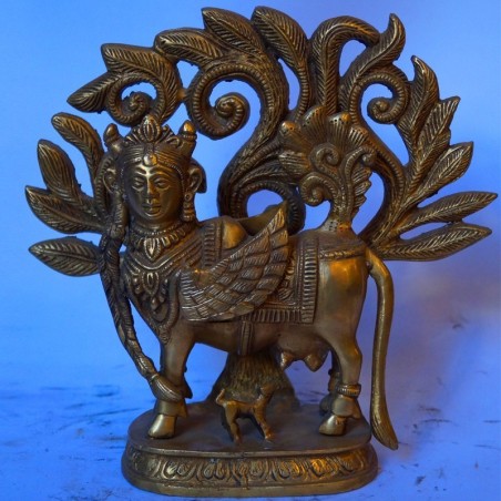 Hand crafted Kamadhenu brass idol