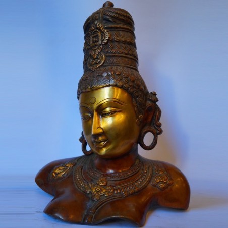 Bust size goddess Parvathi brass idol