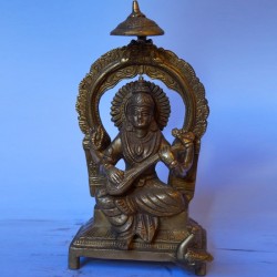 Indian Goddess Saraswati brass statue