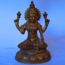 Goddess Lakshmi antique brass idol
