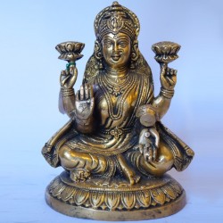 Goddess Lakshmi sitting brass idol