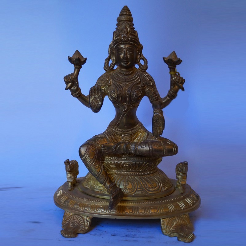 Buy Antique finish brass Lakshmi Devi statue