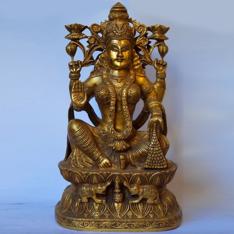 Lakshmi statue with elephants brass idol