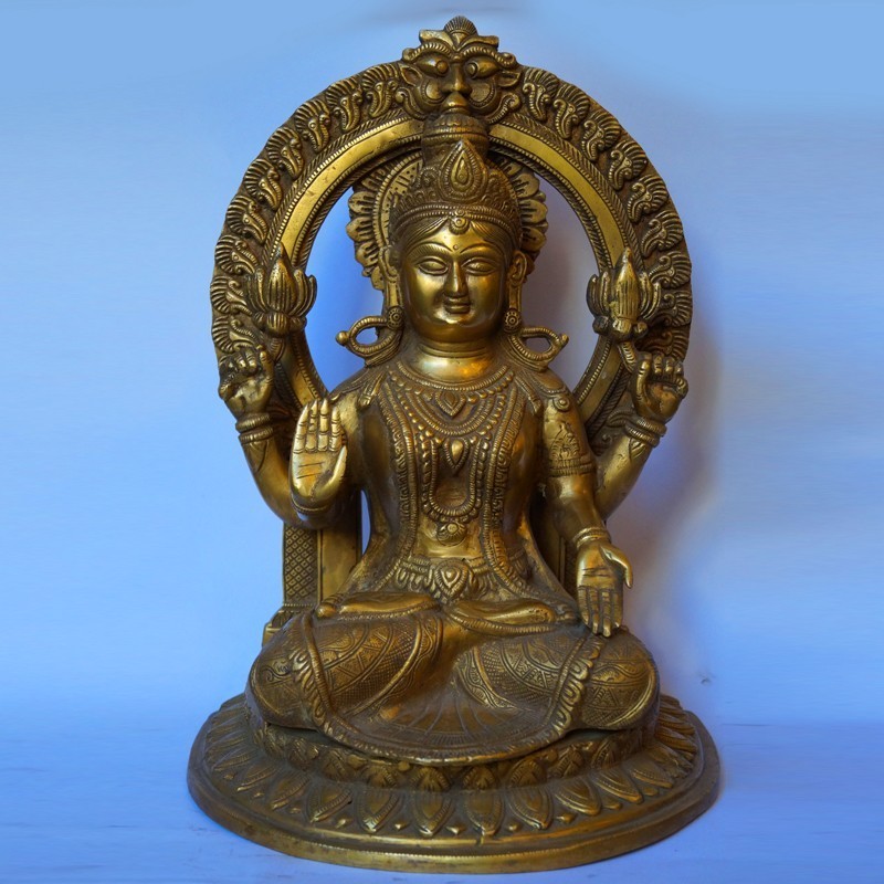 Blessing Goddess Lakshmi brass statue
