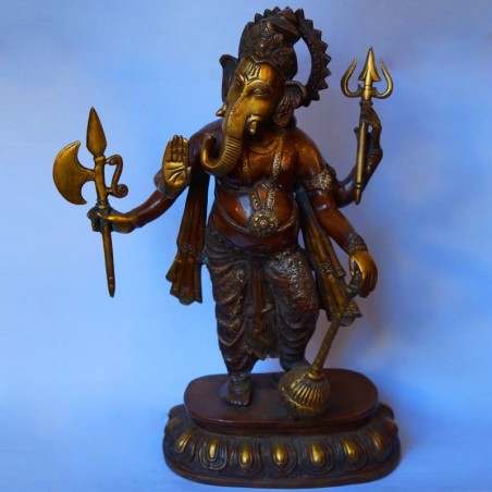 Lord Ganesha blessing brass idol antique finished