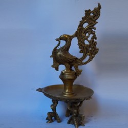 Antique brass finished peacock deepa online