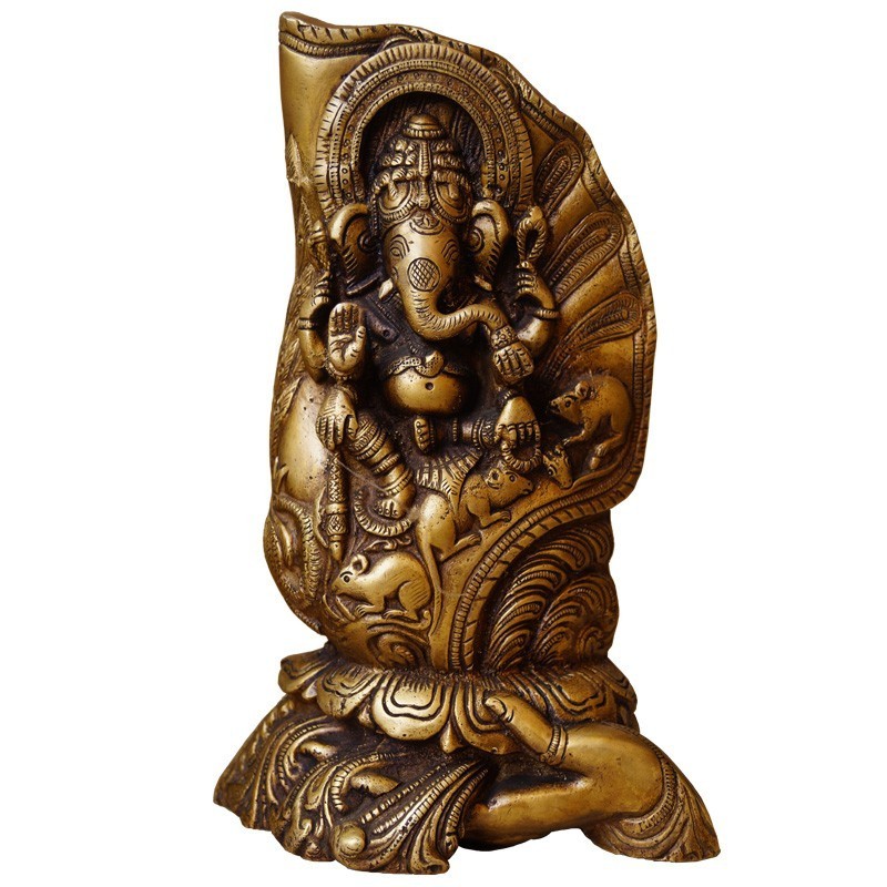 Beautifull Lord Ganesha holding on hand brass statue