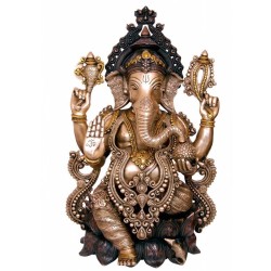 Lord Ganesha sitting on Lotus brass idol