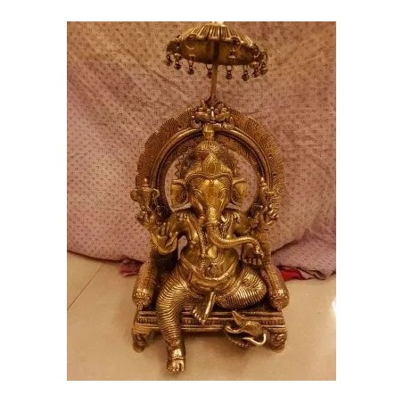 Elegant Darbar Ganesha brass statue  fine finish