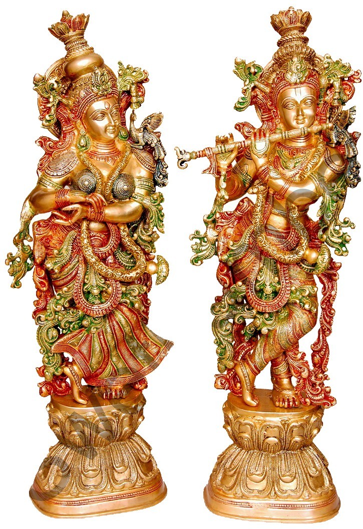 Radha Krishna 18 Inches Brass Statue Puja Sanskaram