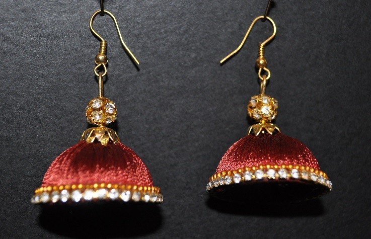 Silk thread earrings on sale jhumkas