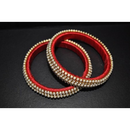 Silk thread artificial stone with pearl Bangle_01