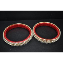 Silk thread artificial stone with pearl Bangle_02