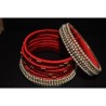 Silk thread artificial stone with pearl Bangle  set_02
