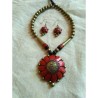Terracotta Sun flower Shaped Pendent Necklace with earrings