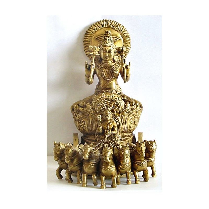Brass Suryadev 7 horses Statue