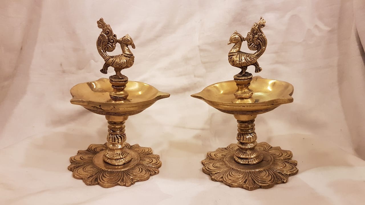 traditional brass diyas