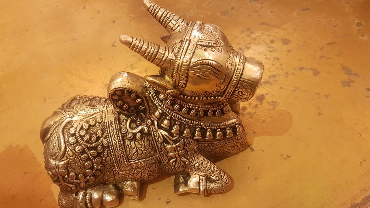 Brass Nandhi of 6 inches height and 7 inches width - Puja Sanskaram