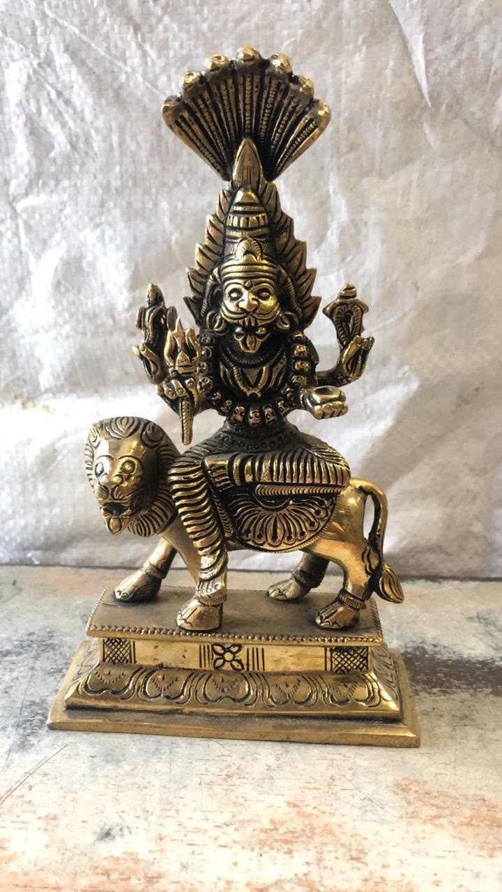 Maa Prathyangira 7 Inches Brass Statue - Puja Sanskaram