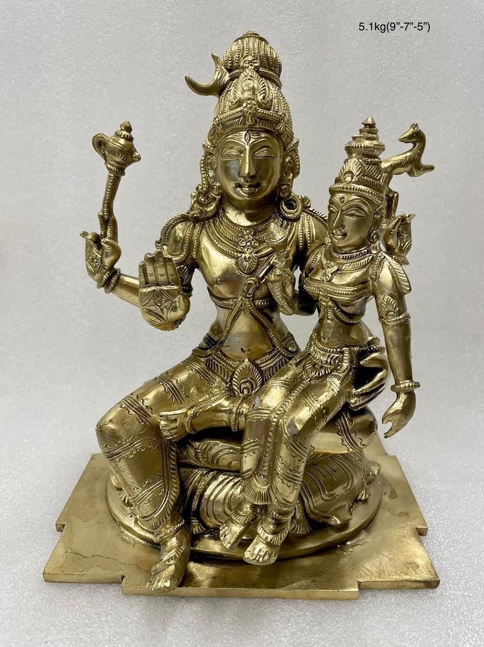Lord Shiva (Kala Bhirava) Parvathi Bronze Statue - Puja Sanskaram