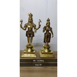 Standing Shiva Parvathi Brass Statue