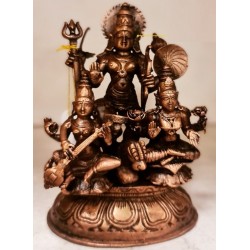 Devi with Lakshmi and Saraswathi Copper Statue