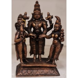 Vishnu Kalyana with Sridevi and Bhudevi Copper Statue