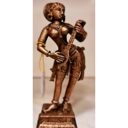 Lady Musician with Tamboori Copper Statue