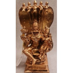 Lakshmi Narasimha sitting  on Shesha Naga Copper Statue