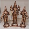 Lord Narayana with Shree Devi and Bhoo Devi Copper Statue
