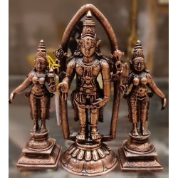 Lord Vishnu with Sridevi and Bhudevi Copper Statue