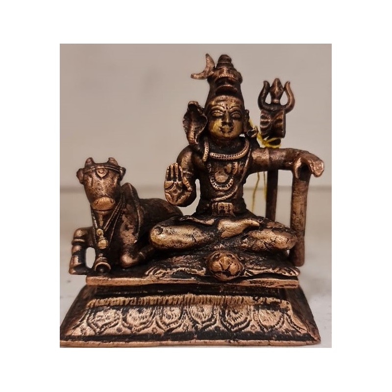Nandhi With Lord Shiva Copper Statue
