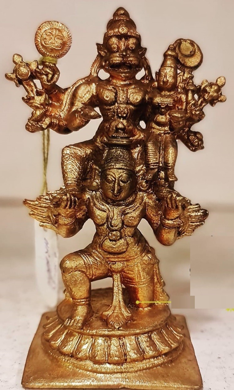 Laxmi Narasimha on Garuda copper statue
