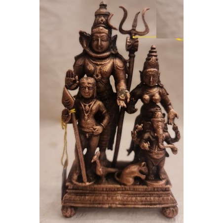 Ganesha Karthikeya with Shiva Parvathi Copper Statue