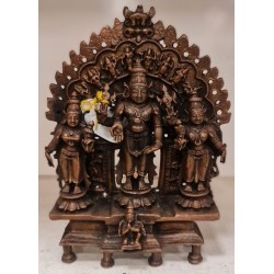 Dashavatara Prabhavali  with Vishnu Sridevi Bhudevi Copper Statue