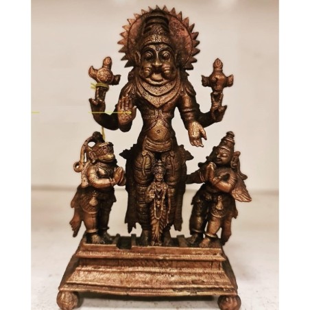 Standing Narasimha with Lakshmi Hanuman and Garuda Copper Statue