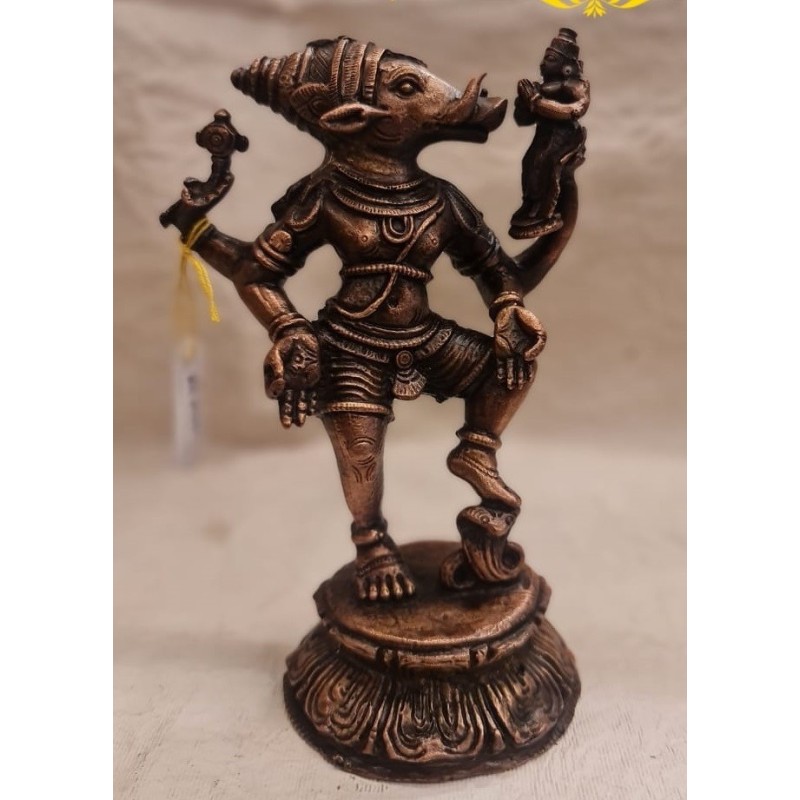 Varaha with Bhudevi Copper Statue