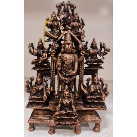 Venkateshwara with Asta Lakshmi Copper Statue
