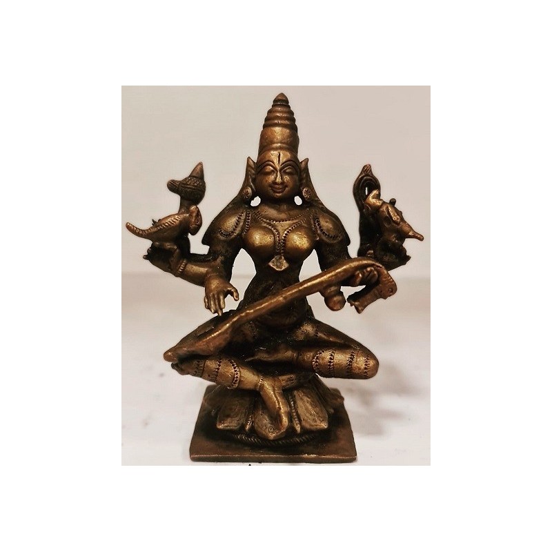 Vidya Devi Saraswati Copper Statue