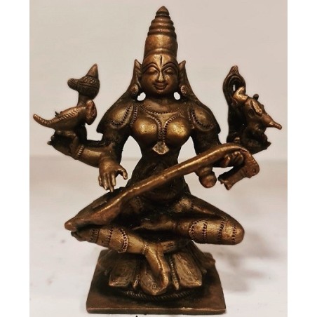 Vidya Devi Saraswati Copper Statue