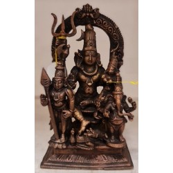 Mruthyunjaya with Parvathi Ganesha Karthekeya Copper Statue