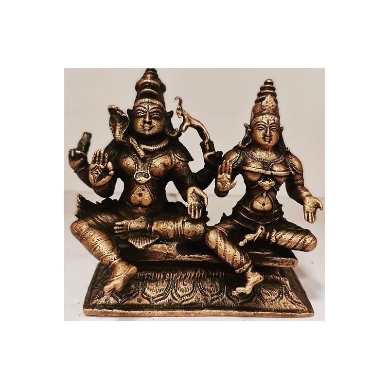 Shiva Parvathi Copper Statue