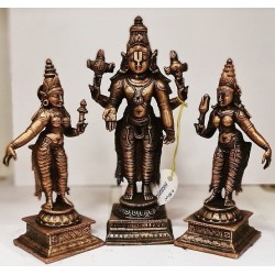 Narayana Sridevi Bhoodevi Copper Statue