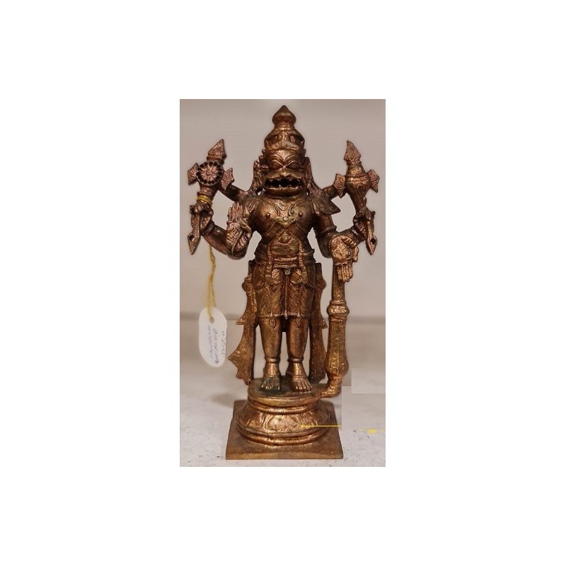 Standing Narasimha with Shanka Chakara and Mace Copper Statue